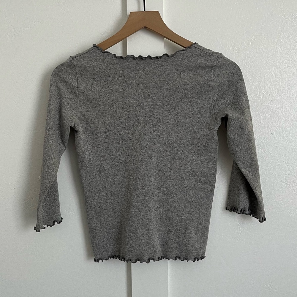 Free People Heathered Grey Seamless V-Neck Top - Picture 3 of 3